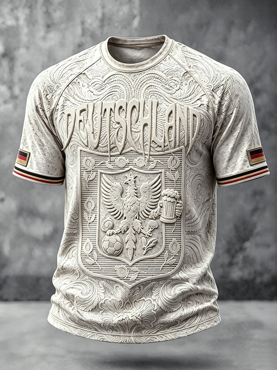 Herren Retro deutscher Fußball 2026 Print Casual Drop-Shoulder T-Shirt