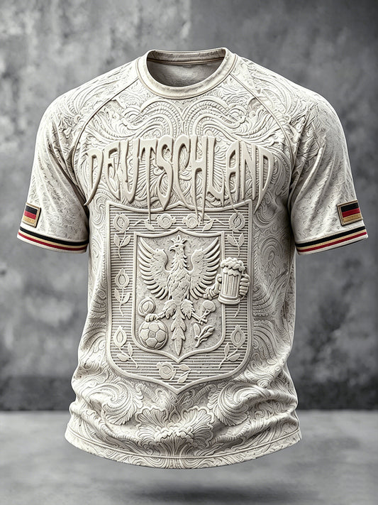 Herren Retro deutscher Fußball 2026 Print Casual Drop-Shoulder T-Shirt
