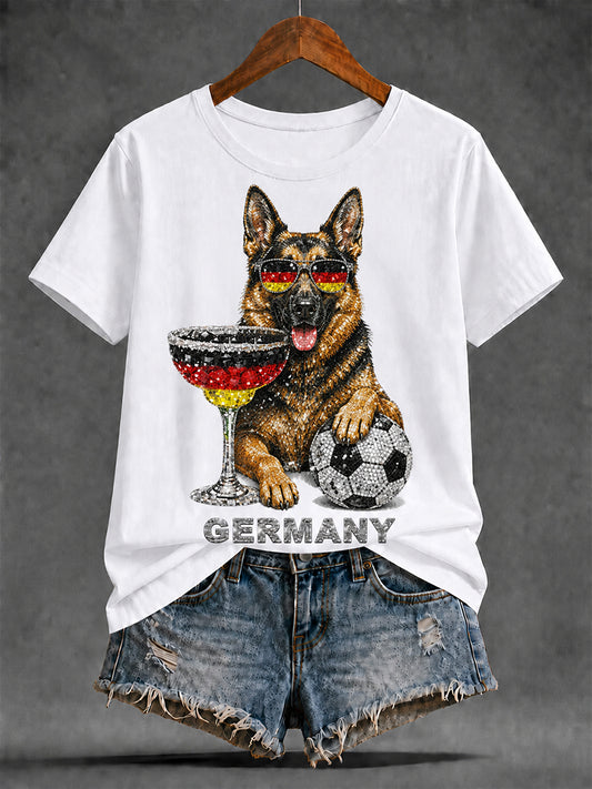 Damen-Artprint-T-Shirt mit kurzen Ärmeln, Deutschland-Design