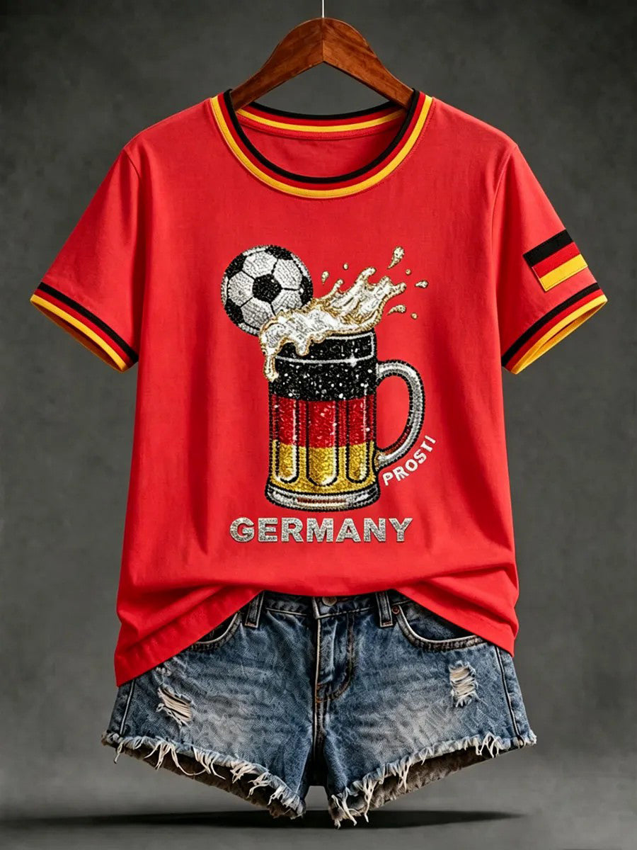Damen-Artprint-T-Shirt mit kurzen Ärmeln, Deutschland-Design
