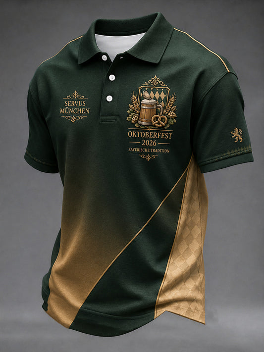 Herren-Oktoberfest-Shirt mit Kurzärmeln und Print