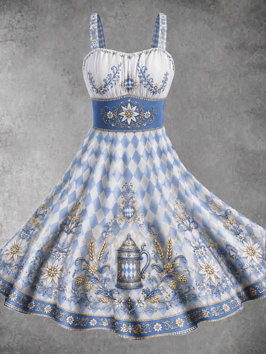 Damen-Oktoberfest-Kleid mit Blumenmotiv