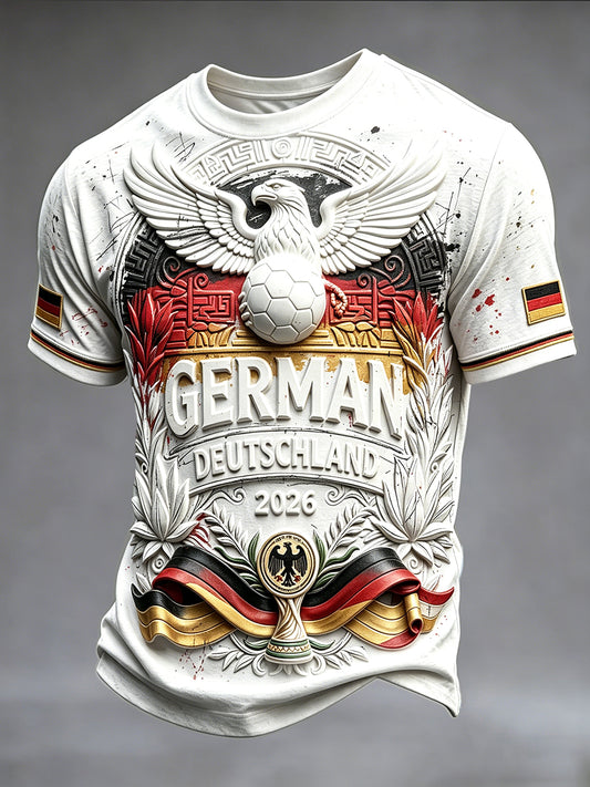 Herren Weiß Deutscher Fußball Adler 3D-gedrucktes lässiges T-Shirt