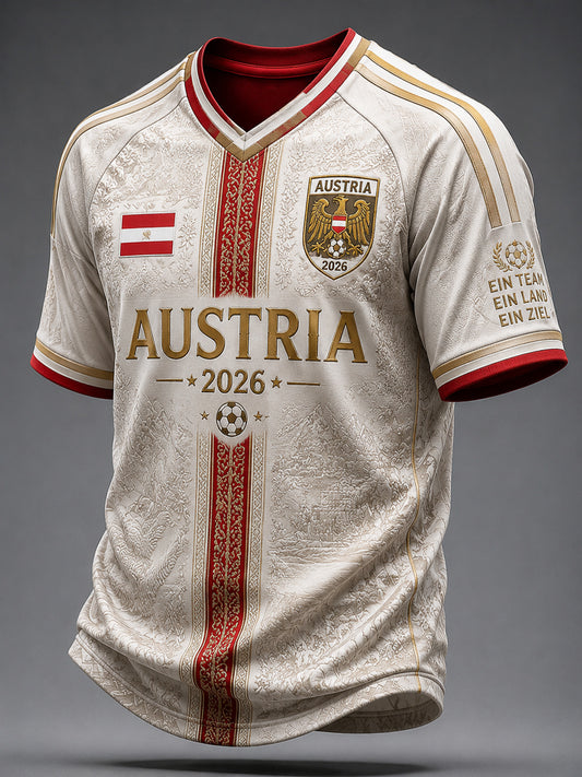 Retro Österreich 2026 Fußball-Klassik-T-Shirt mit V-Ausschnitt