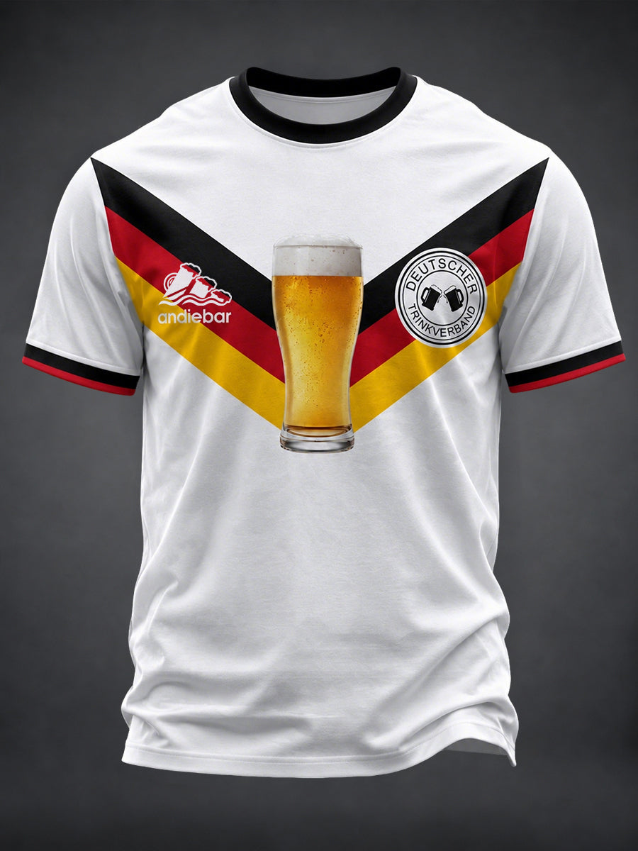 Männer Spaß Fußball und Bier Print T-Shirt