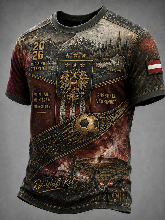 Vintage-Stil 2026 österreichi scher Fußball Casual T-Shirt