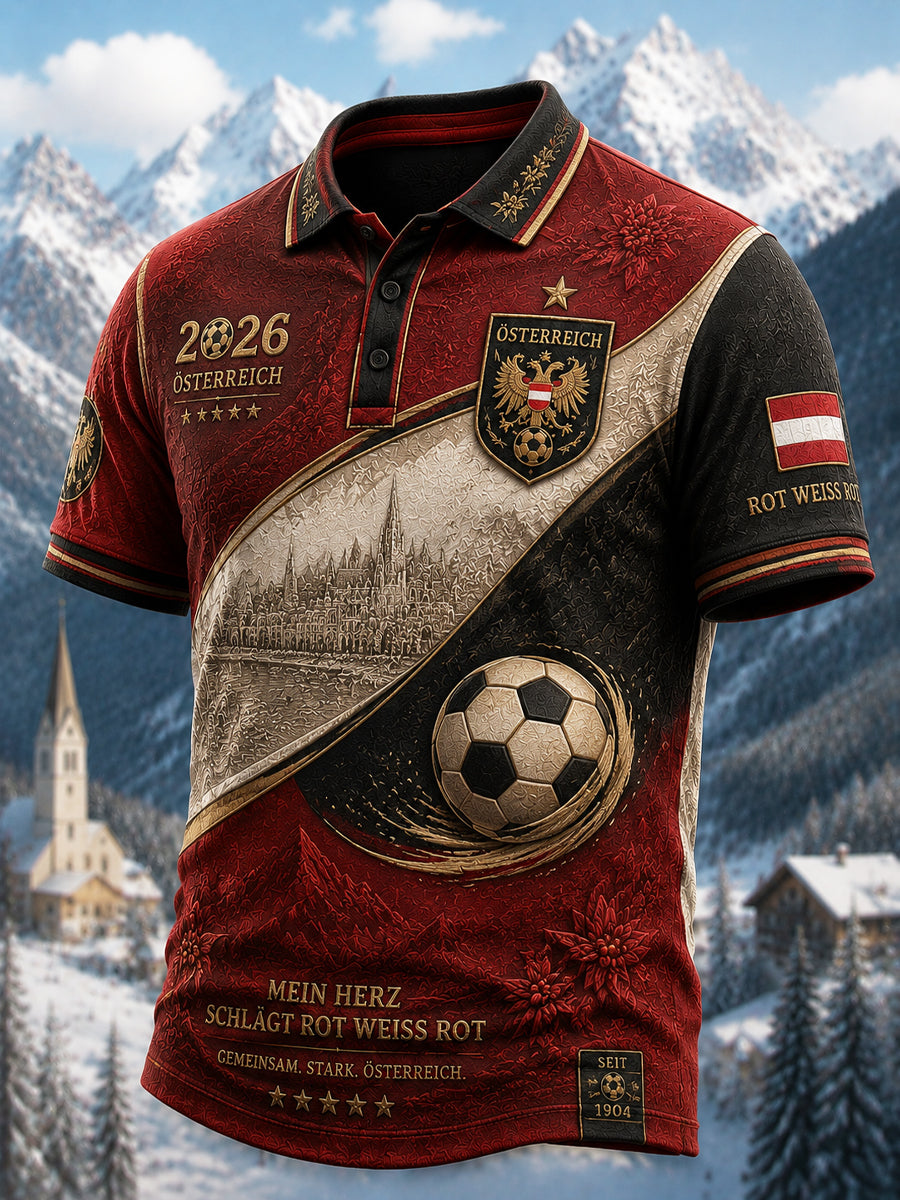 Retro 2026 Österreich Fußball Minimalist Casual Polo Shirt