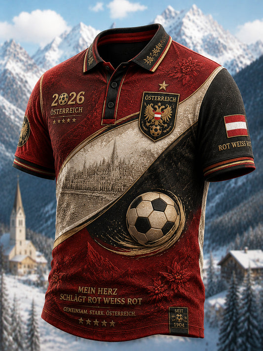 Retro 2026 Österreich Fußball Minimalist Casual Polo Shirt