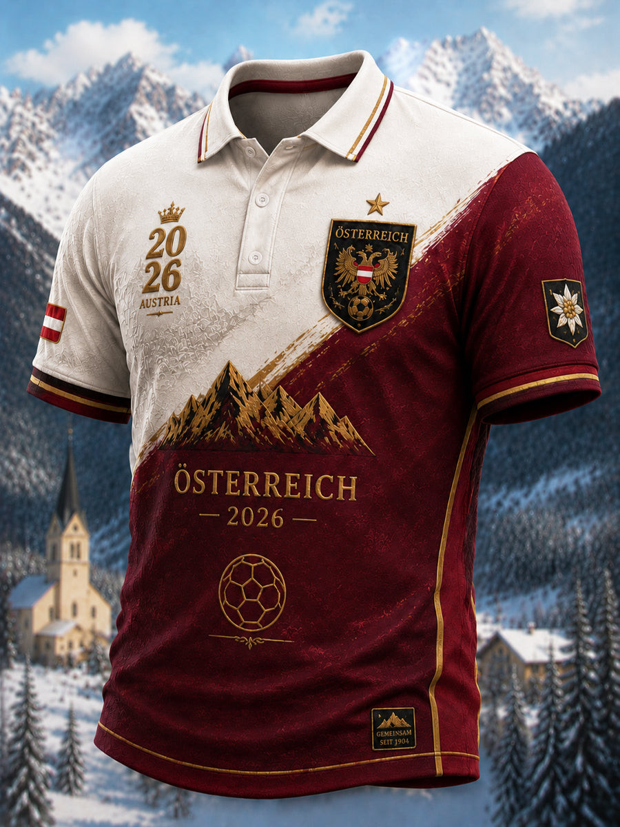 Retro 2026 Österreich isches Fußball Klassisches Casual Polo Shirt