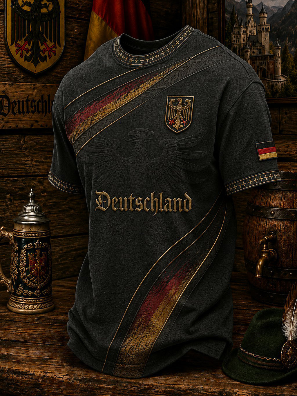 Herren-Fußball-T-Shirt mit Deutschland-Druck