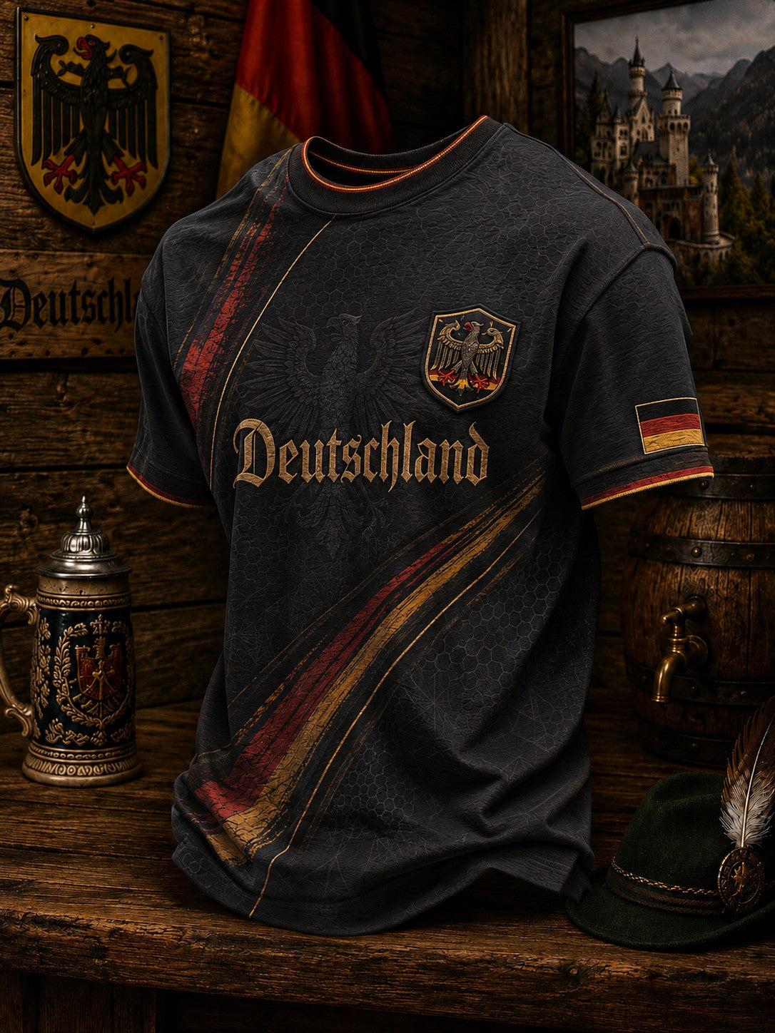 Herren-Fußball-T-Shirt mit Deutschland-Druck