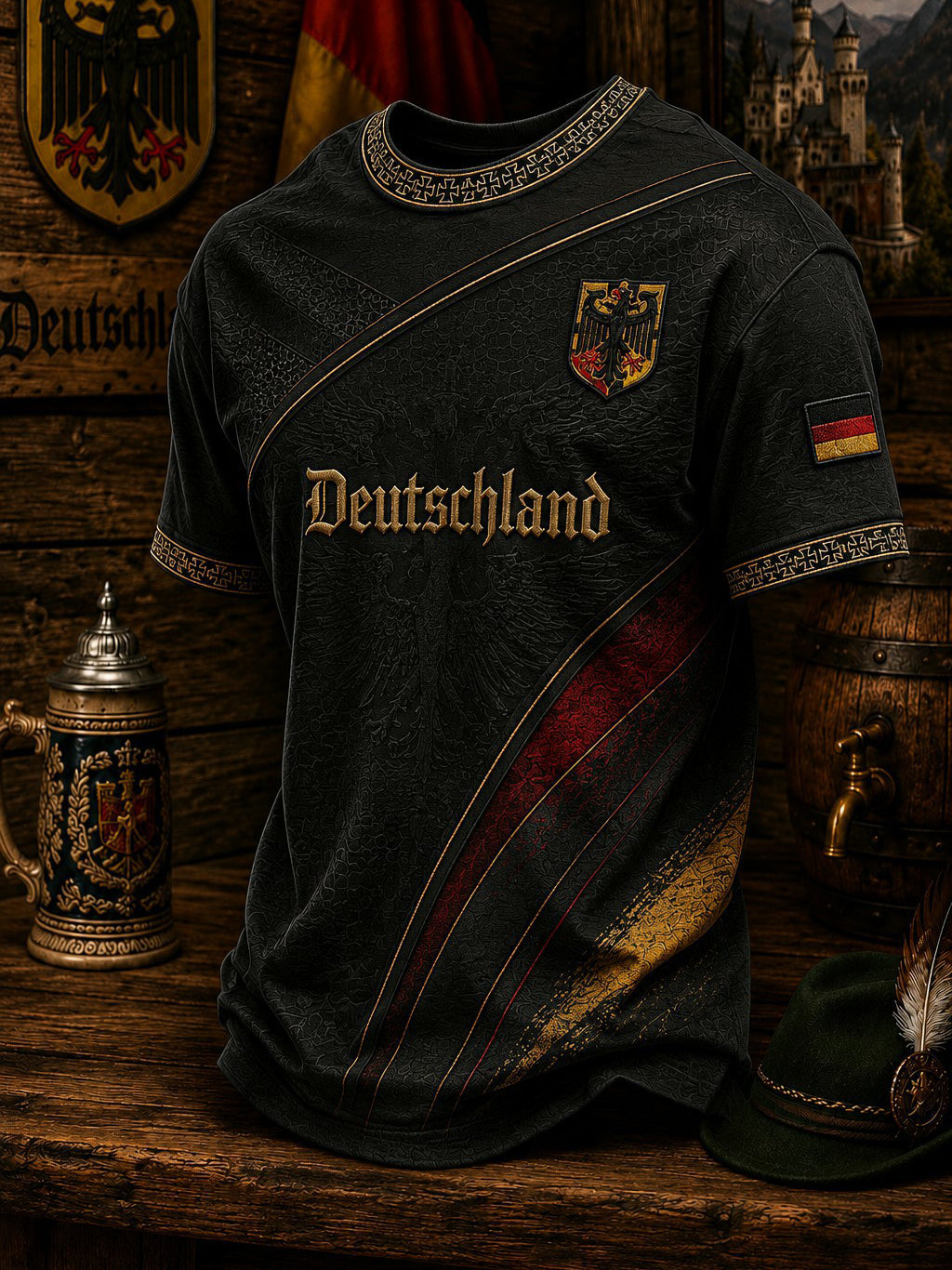 Herren-Fußball-T-Shirt mit Deutschland-Druck