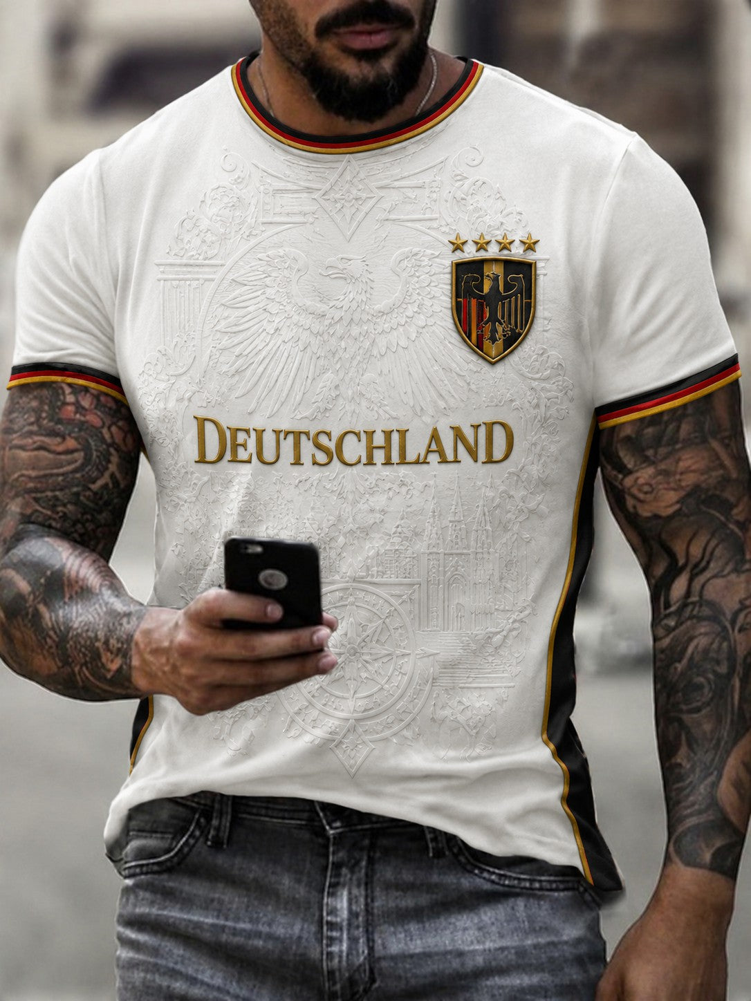 Herren-Fußball-T-Shirt mit Deutschland-Druck