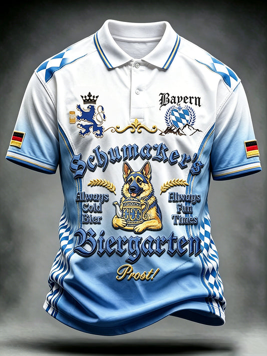 Herren-Poloshirt im deutschen bayerischen Hunde-Verlaufsmuster, lässig