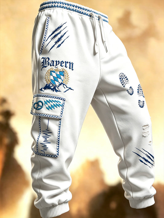 Herren weiße deutsche bayerische Damen-Freizeit-Sport hose mit Diamant muster