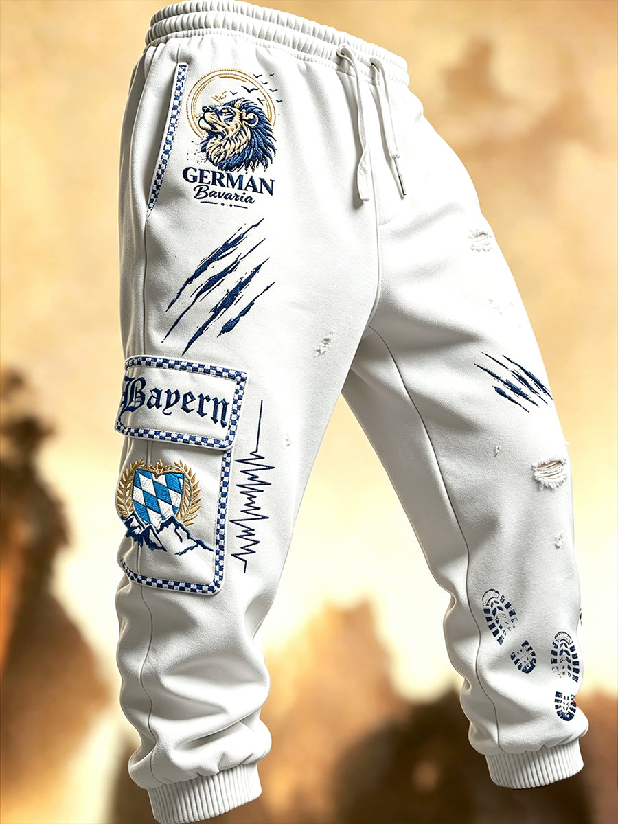 Freizeit-Sport hose mit weißem bayerischem Löwen druck für Herren