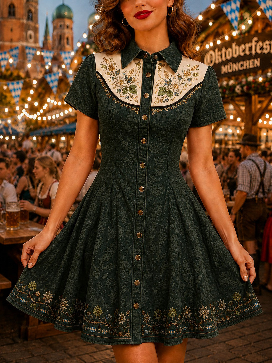 Damenkleid mit Deutschland-Oktoberfest-Bier-Print