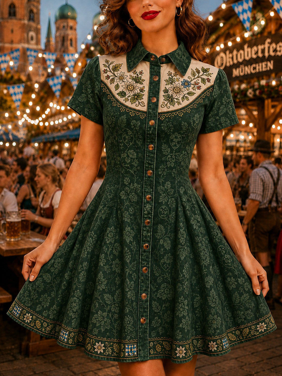 Damenkleid mit Deutschland-Oktoberfest-Bier-Print