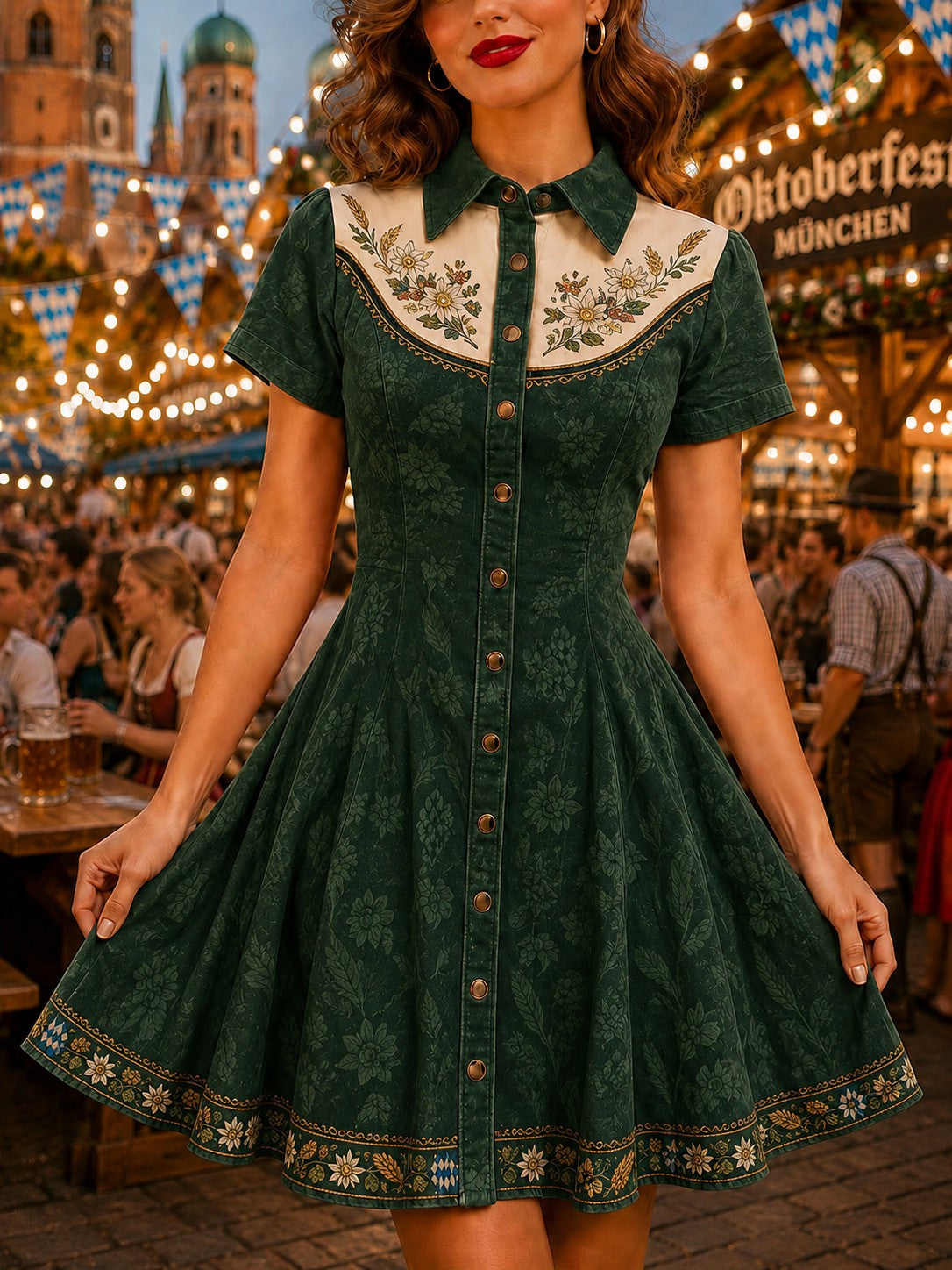 Damenkleid mit Deutschland-Oktoberfest-Bier-Print