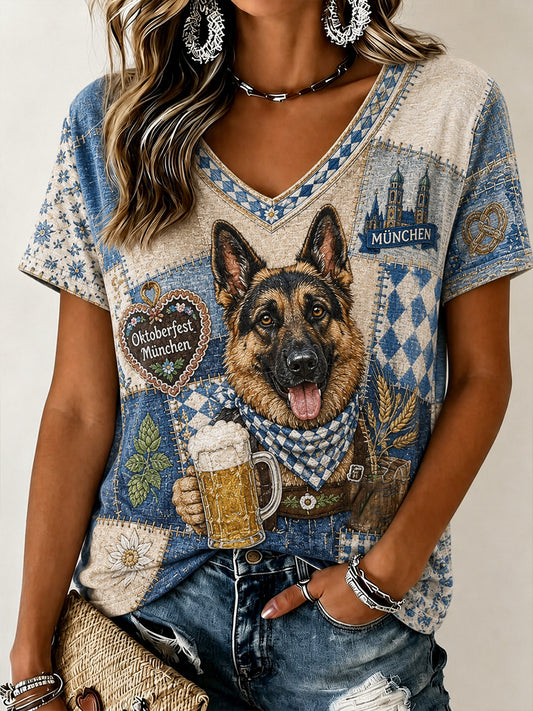 Oktoberfest-Damen-T-Shirt aus München mit Dackelmotiv