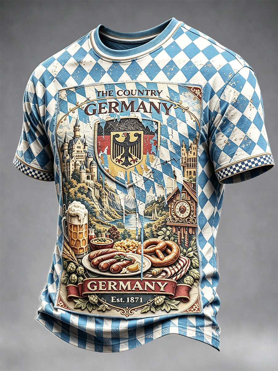Herren Oktoberfest Bayerisches Hahnen tritt Print Casual T-Shirt