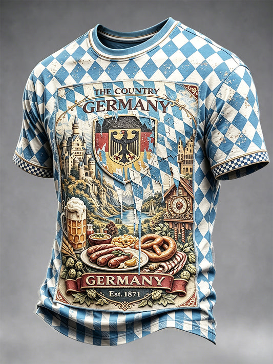 Herren Oktoberfest Bayerisches Hahnen tritt Print Casual T-Shirt