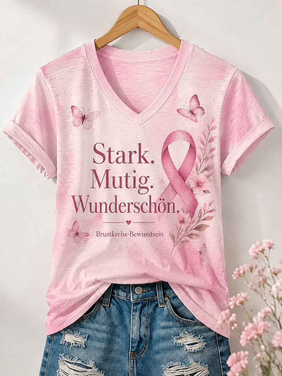 T-Shirt mit Aufdruck zur Brustkrebsbewusstseinsbildung bei Frauen