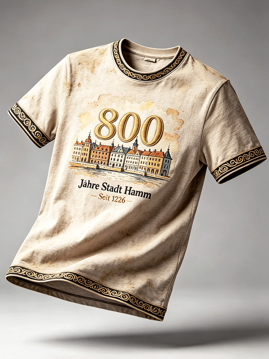 Herren-T-Shirt mit Retro-Print zum 800. Jubiläum der Deutschen Hamm, lässig geschnitten