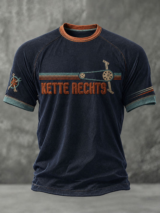 Herren-T-Shirt KETTE RECHTS mit kurzen Ärmeln