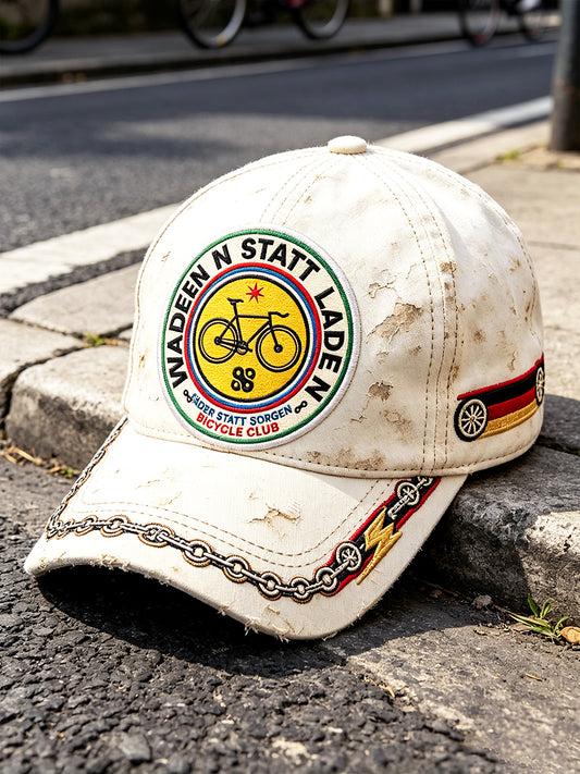 Retro weißer deutscher Fahrraddruck lässiger Hut