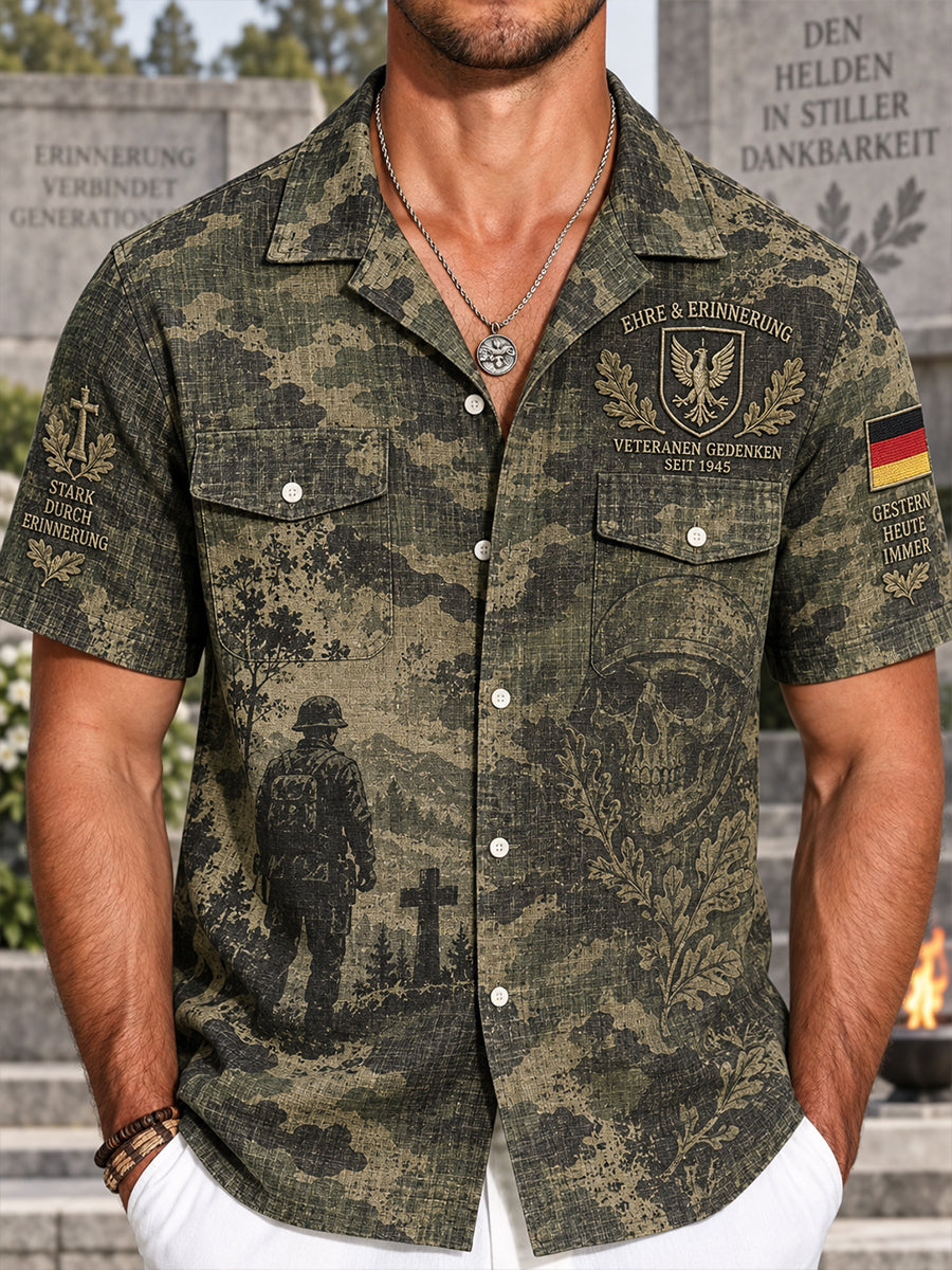 Men's Short-Sleeve Shirt With Veteran Memorial Graphic Print