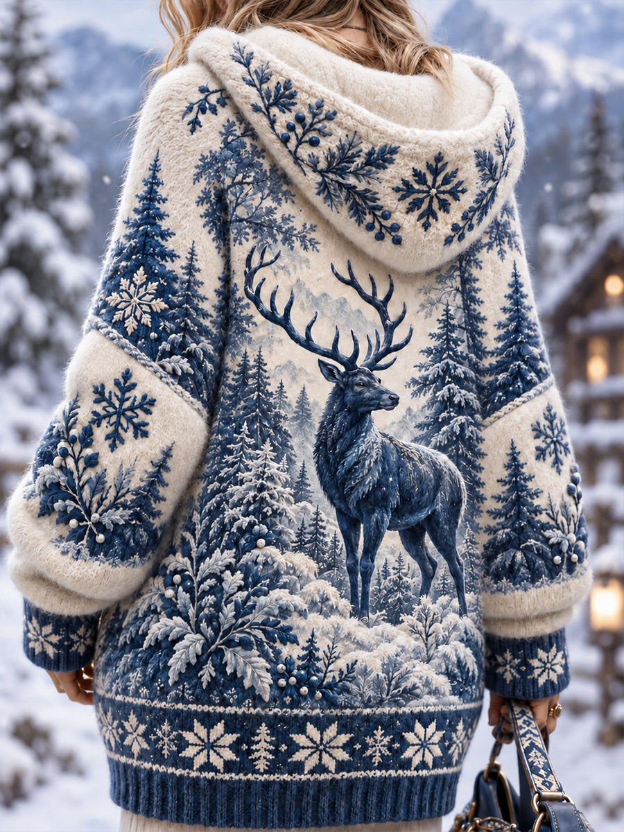 Women's Nordic Forest Animal Cardigan