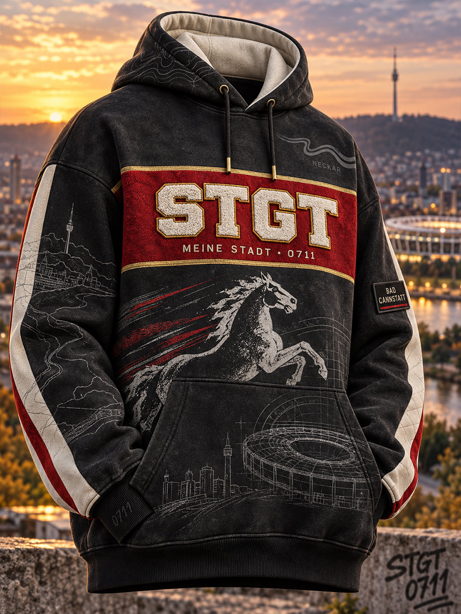 Men's Vfb Stuttgart Oversized Drop-Shoulder Hoodie With Pockets
