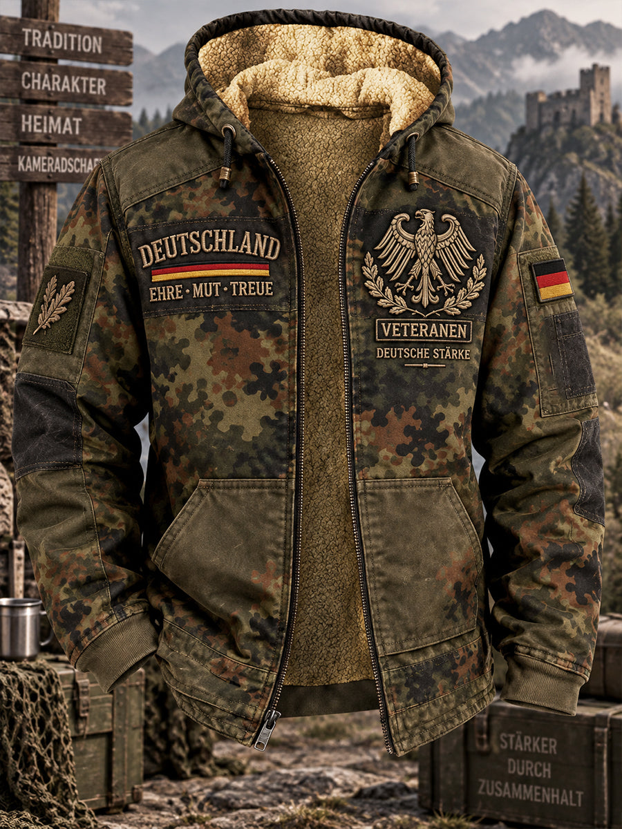 Men's Long-Sleeve Hooded Jacket With Veteran Memorial Graphic Print