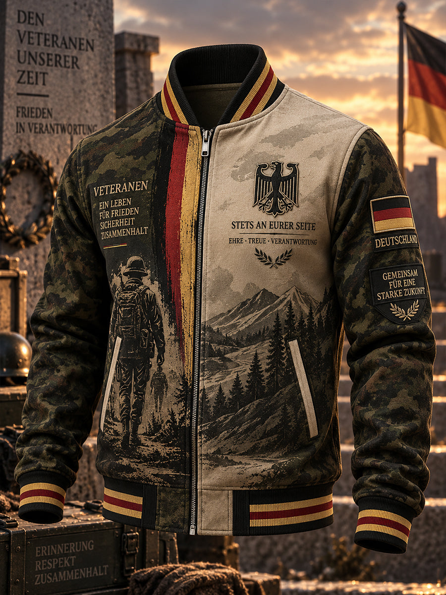 Men's Long-Sleeve Jacket With Veteran Memorial Graphic Print