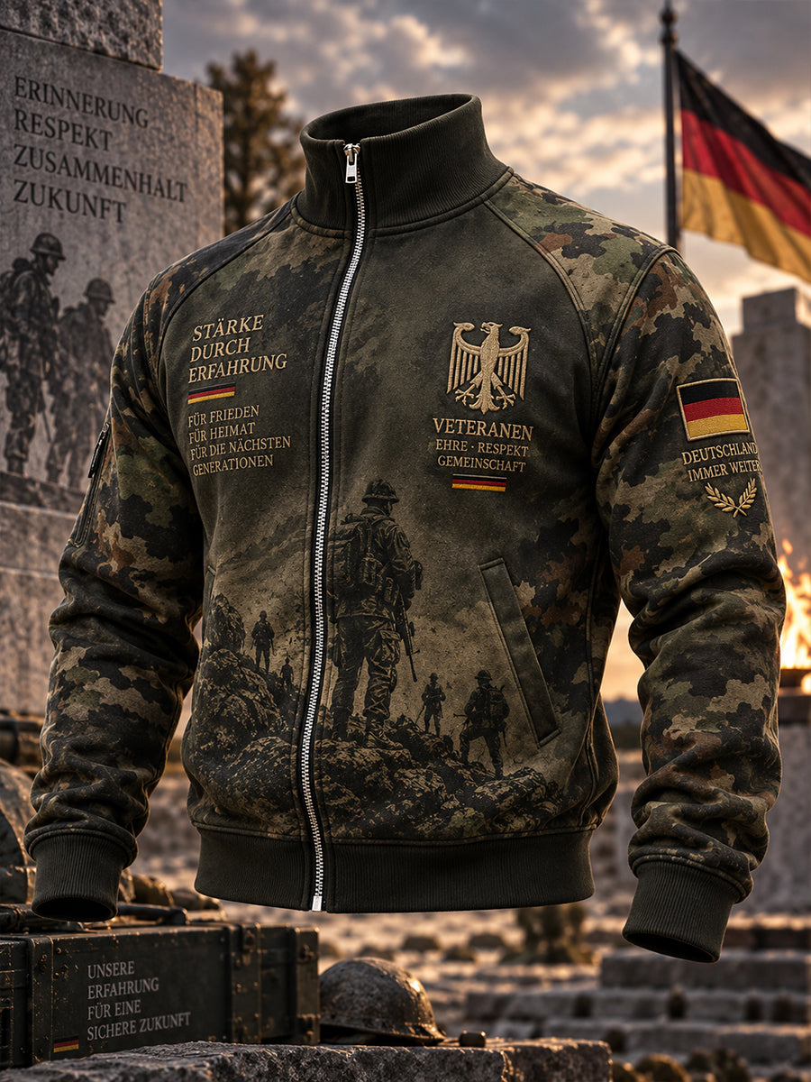 Men's Long-Sleeve Jacket With Veteran Memorial Graphic Print