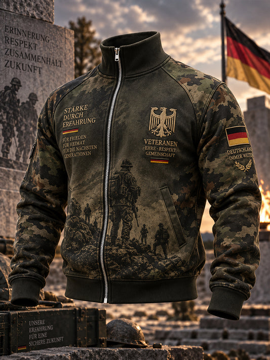 Men's Long-Sleeve Jacket With Veteran Memorial Graphic Print