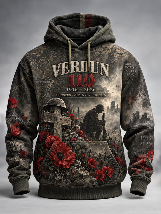 Men's The Memorial Of The Battle Of Verdun Oversized Drop-Shoulder Hoodie With Pockets