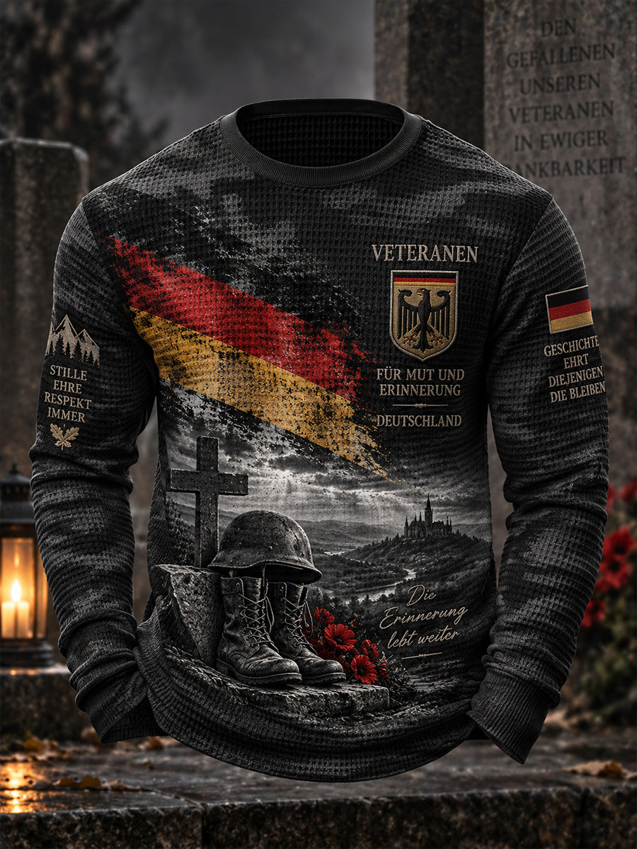 Men's Veteran Memorial Graphic Waffle-Knit Long-Sleeve Top