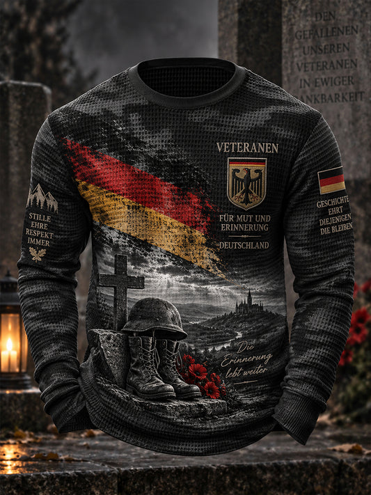 Men's Veteran Memorial Graphic Waffle-Knit Long-Sleeve Top