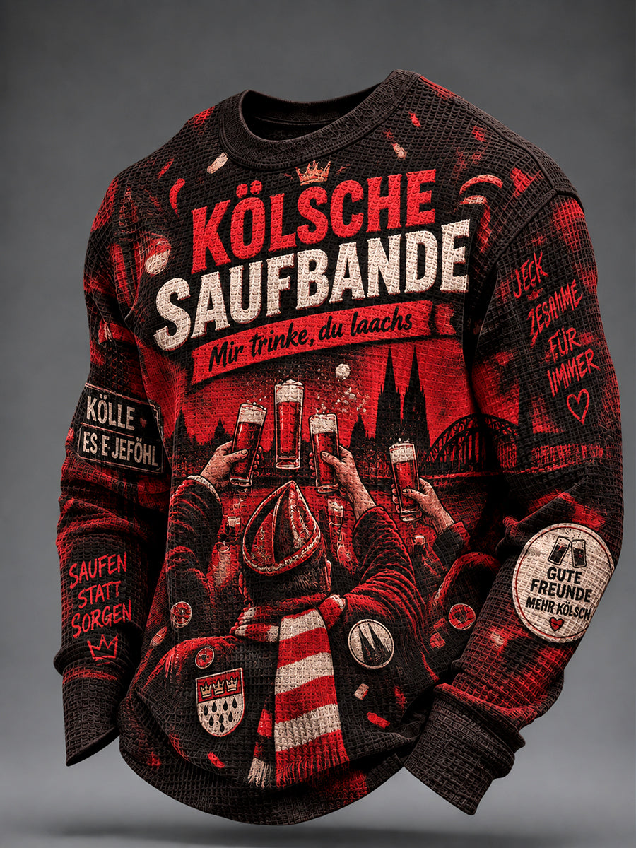 Men's Cologne Kölsch Party Graphic Waffle Sweatshirt