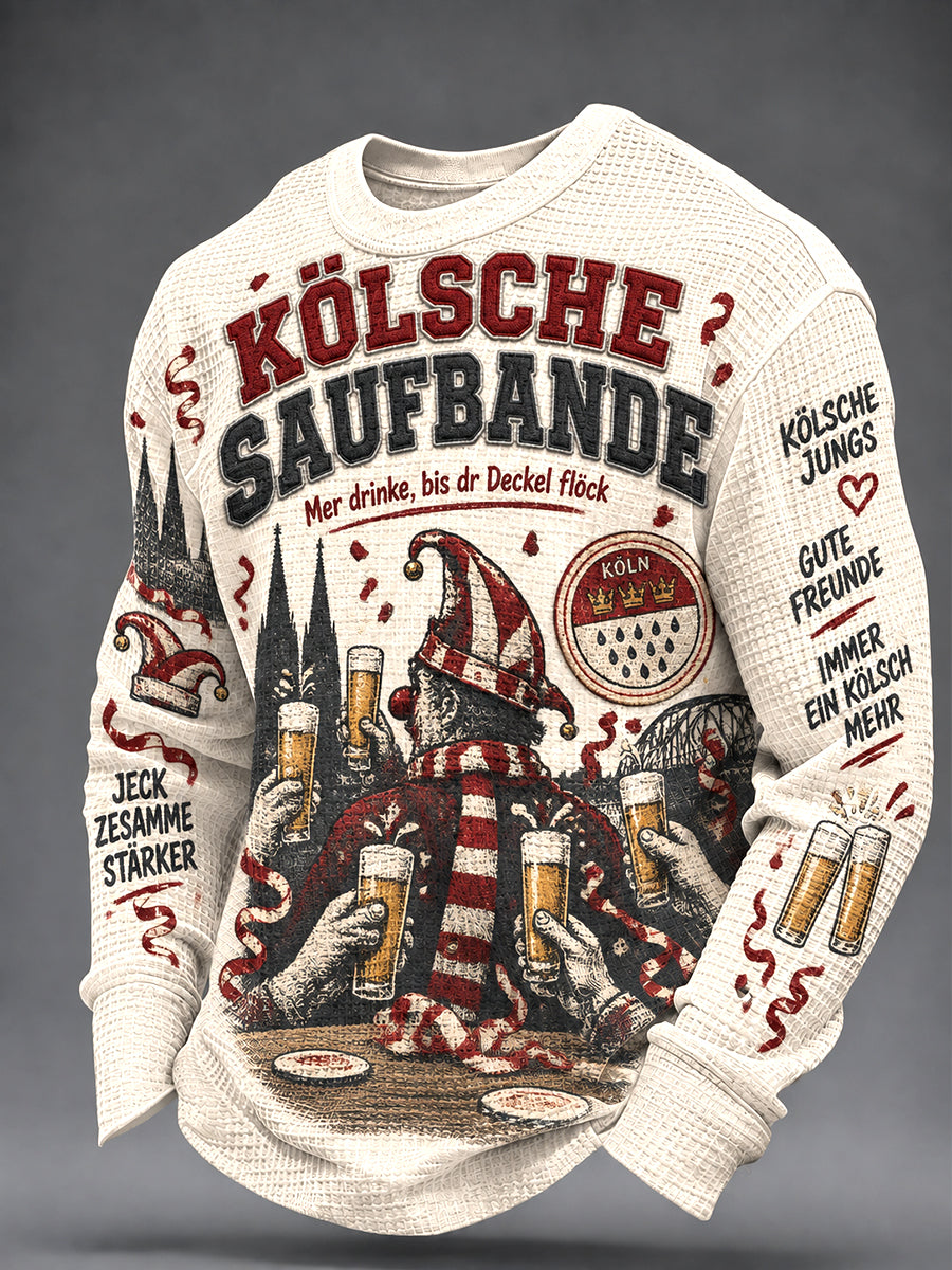 Men's Cologne Kölsch Party Graphic Waffle Sweatshirt
