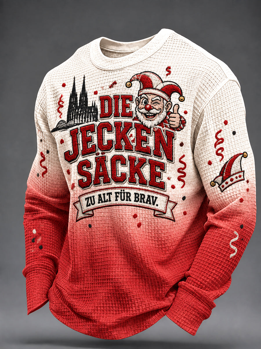 Men's Cologne Kölsch Party Graphic Waffle Sweatshirt