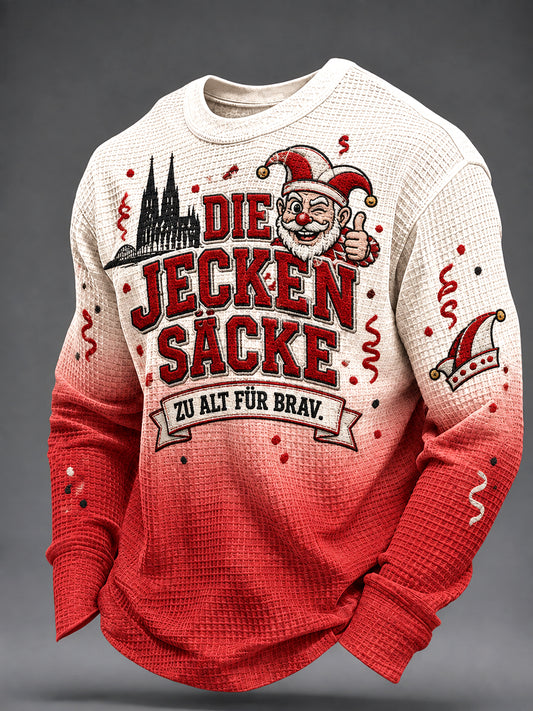 Men's Cologne Kölsch Party Graphic Waffle Sweatshirt