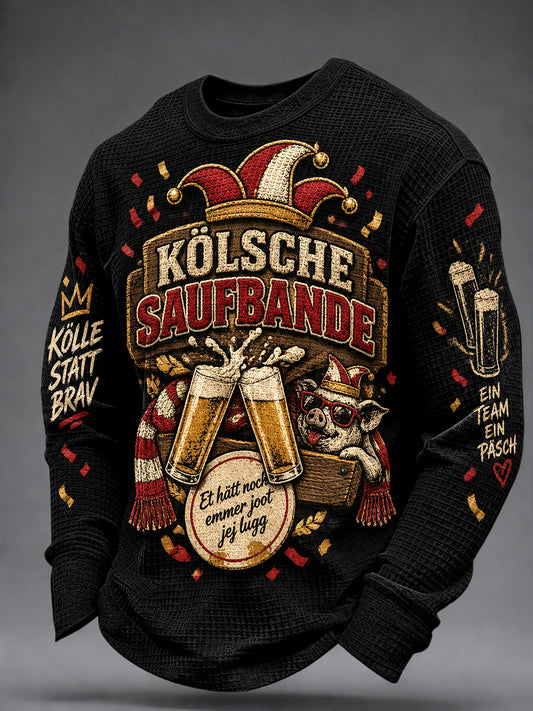 Men's Cologne Kölsch Party Graphic Waffle Sweatshirt