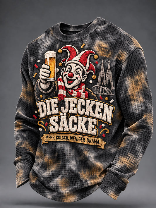 Men's Cologne Kölsch Party Graphic Waffle Sweatshirt