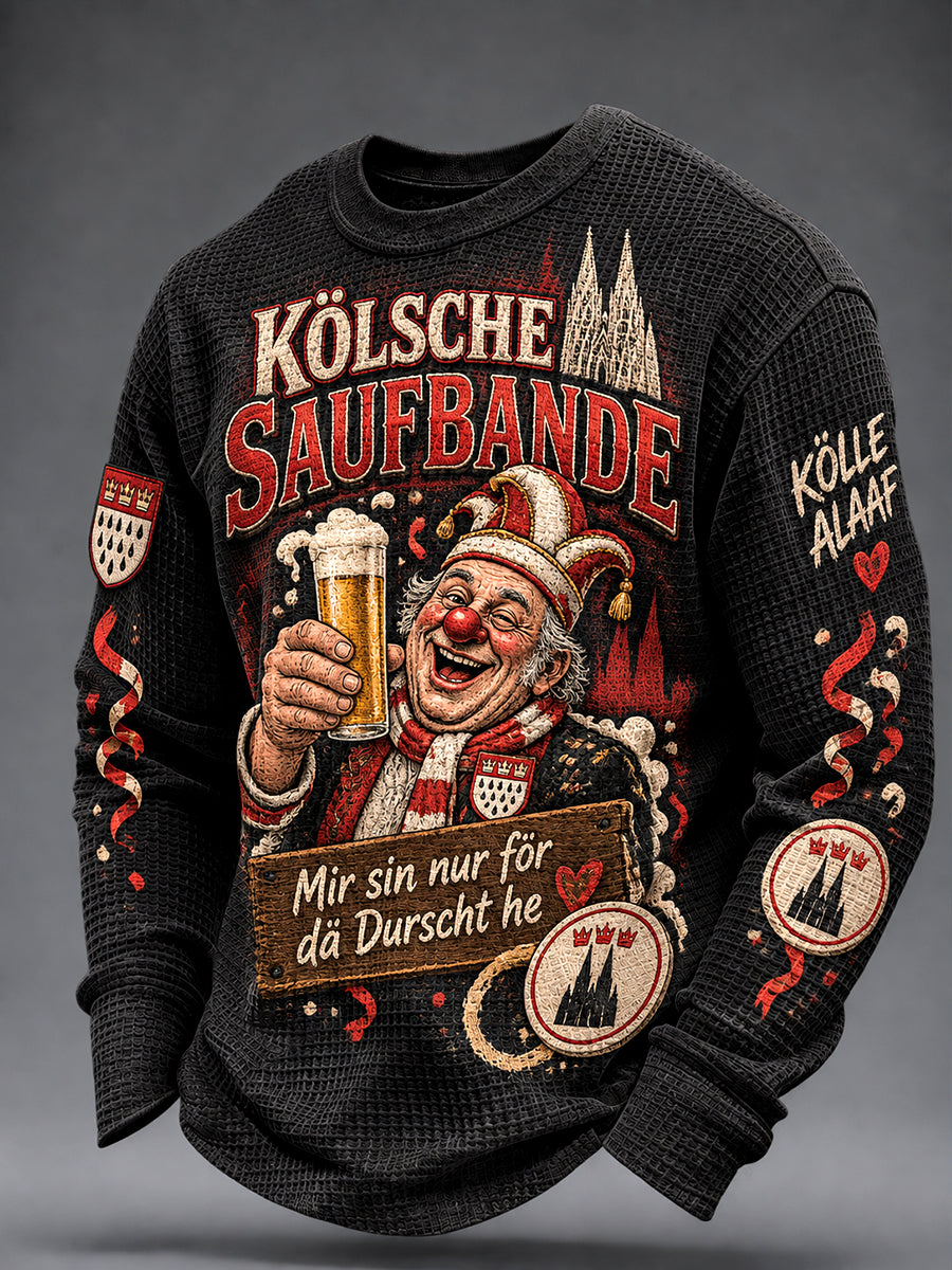 Men's Cologne Kölsch Party Graphic Waffle Sweatshirt