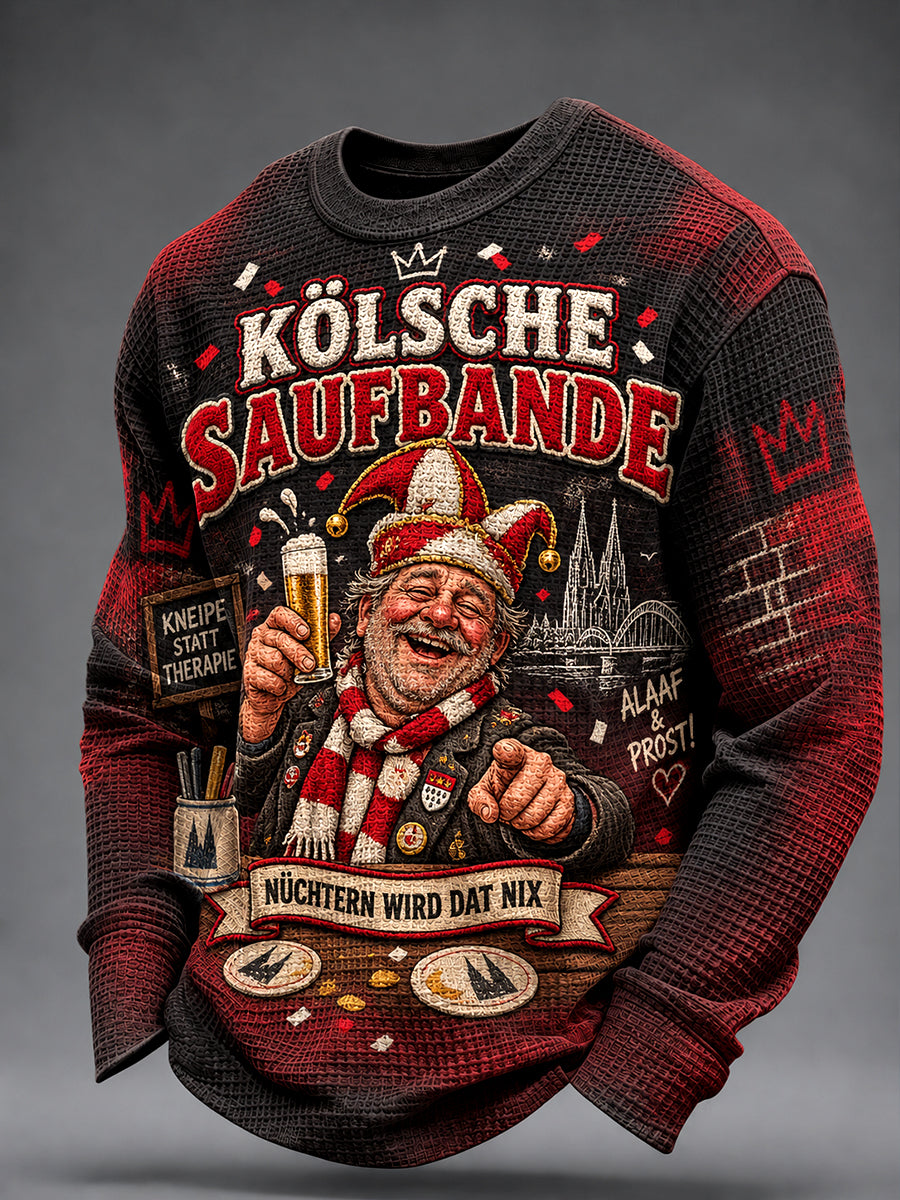Men's Cologne Kölsch Party Graphic Waffle Sweatshirt