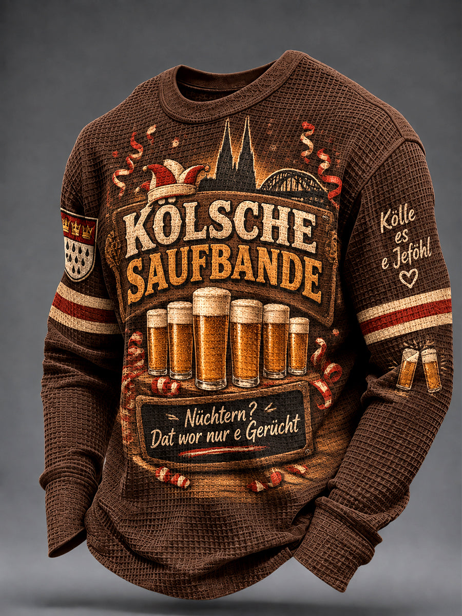 Men's Cologne Kölsch Party Graphic Waffle Sweatshirt