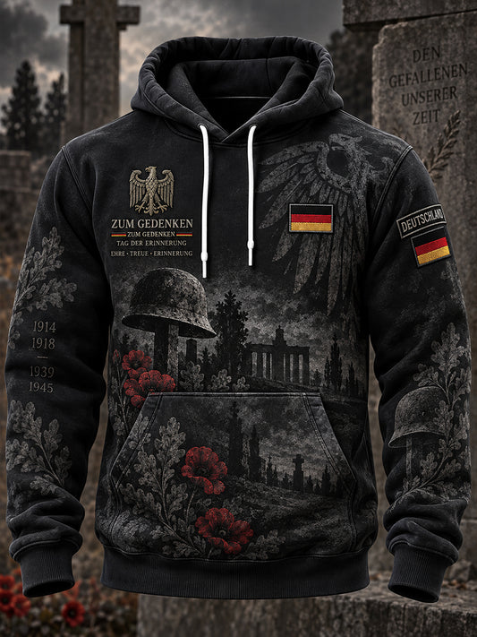 Men's Long-Sleeve Hooded Sweatshirt With Veteran Memorial Graphic Print